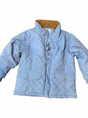 LL Bean Vintage Girl’s M 8 80s 90s Insulated Snowflake Puffer Coat Jacket Blue